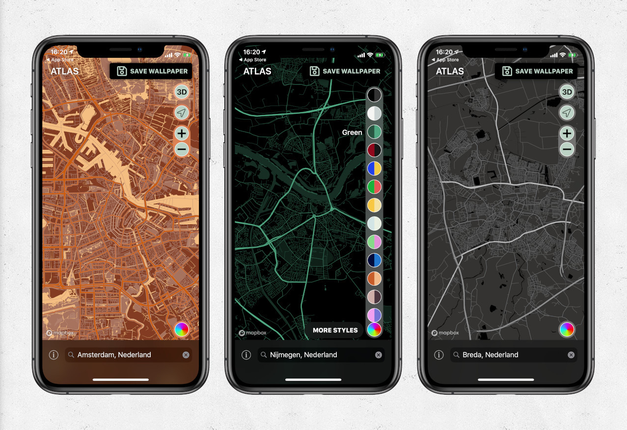 Met Atlas Wallpaper stel je jouw favoriete stad als iPhone-achtergrond in