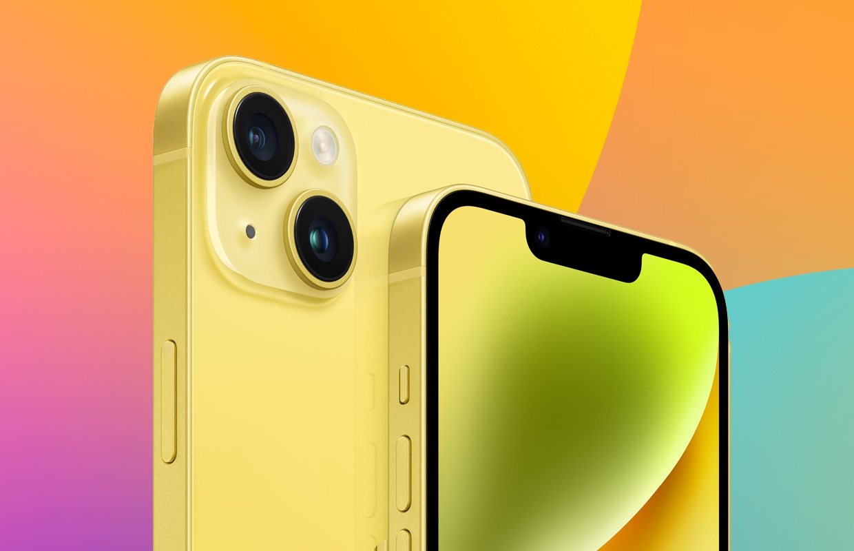 Hier download je de wallpaper van de gele iPhone 14