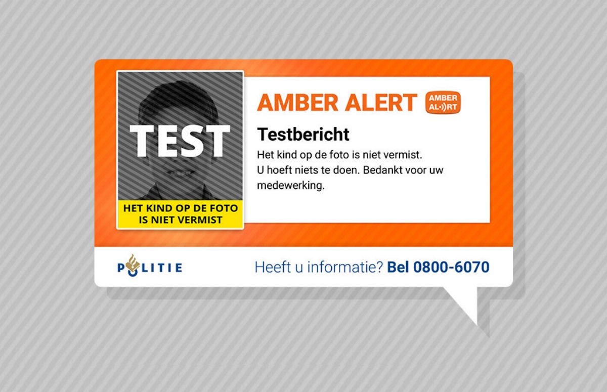 AMBER Alert stuurt vandaag testbericht uit om 12.00