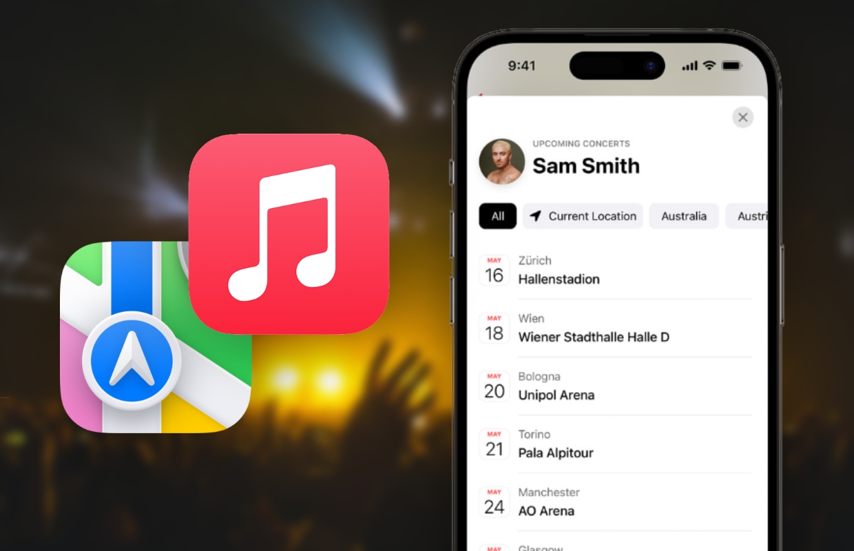 Concerten staan nu in Apple Music en Kaarten (maar niet bij iedereen)
