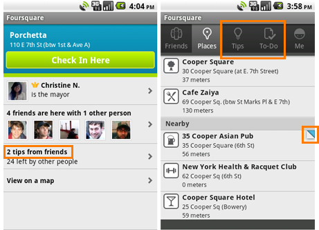 Foursquare 2.0 toont aanbevolen uitjes en plaatsen in de omgeving