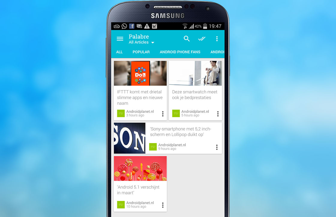 Palabre: nieuwe rss-app met Material Design voor Android