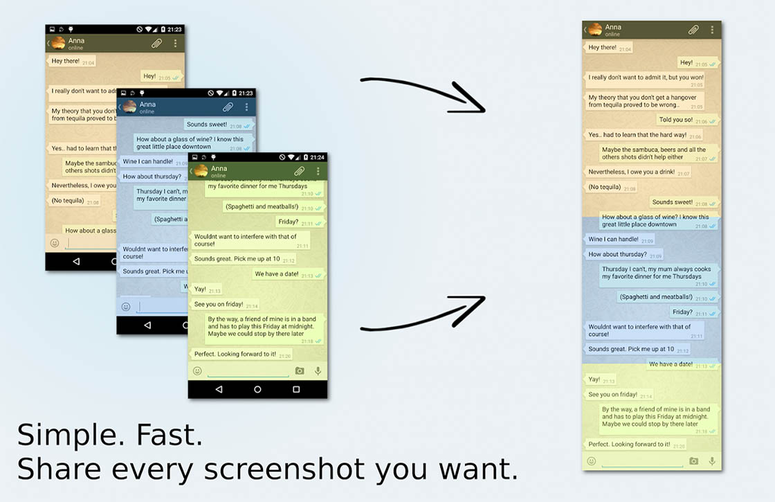 Plak WhatsApp-screenshots aan elkaar met Stitch & Share