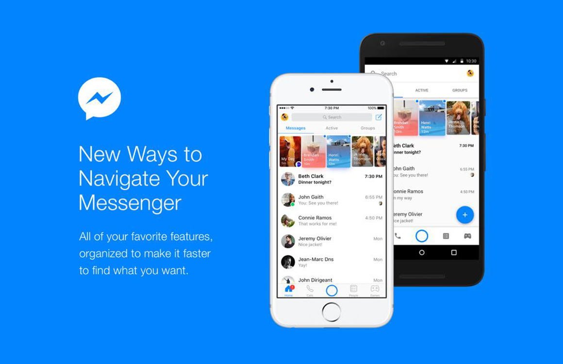 Facebook stroomlijnt interface van Messenger-app