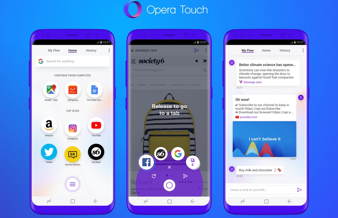 Opera Touch: snelle browser die je met één hand kunt bedienen