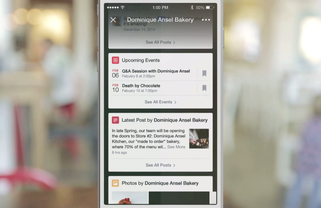 Facebook test Foursquare-achtige functie in iOS-app