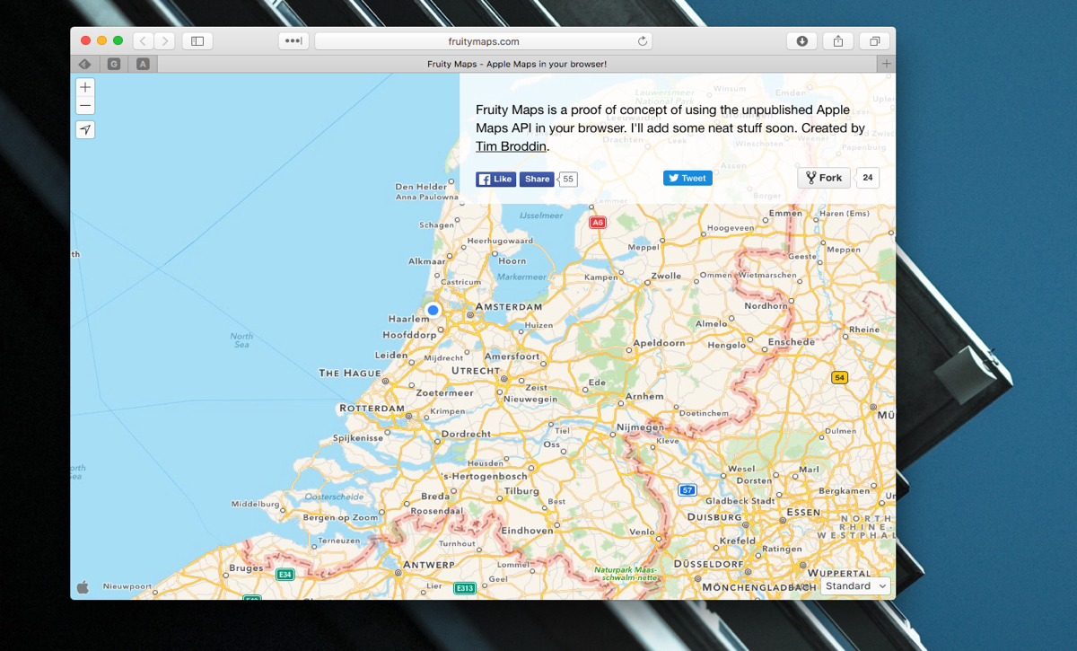 Met Fruity Maps gebruik je Apple Maps in je browser