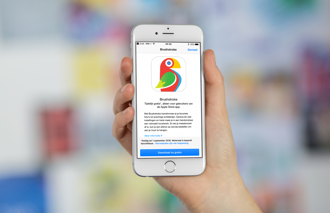 Zo download je foto-app Brushstroke gratis via de Apple Store-app