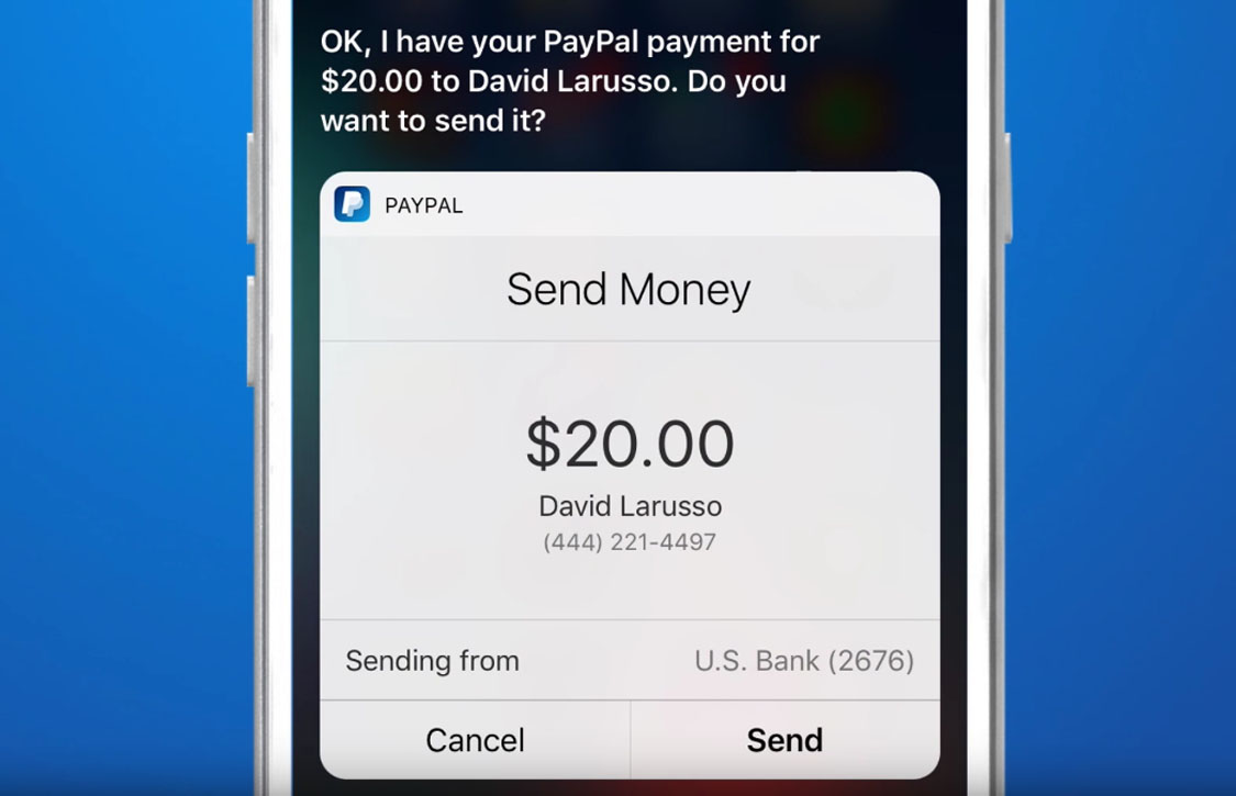 Geld overmaken via PayPal kan nu met stemherkenning van Siri