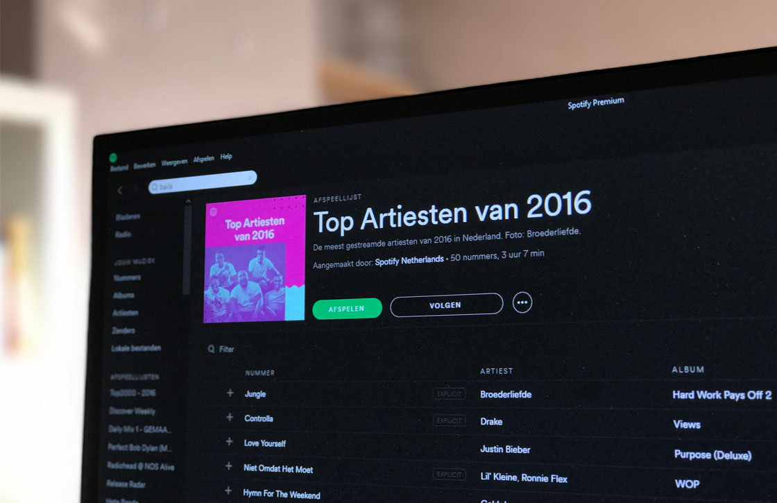 Dit luisterden Nederlanders het meest op Spotify in 2016