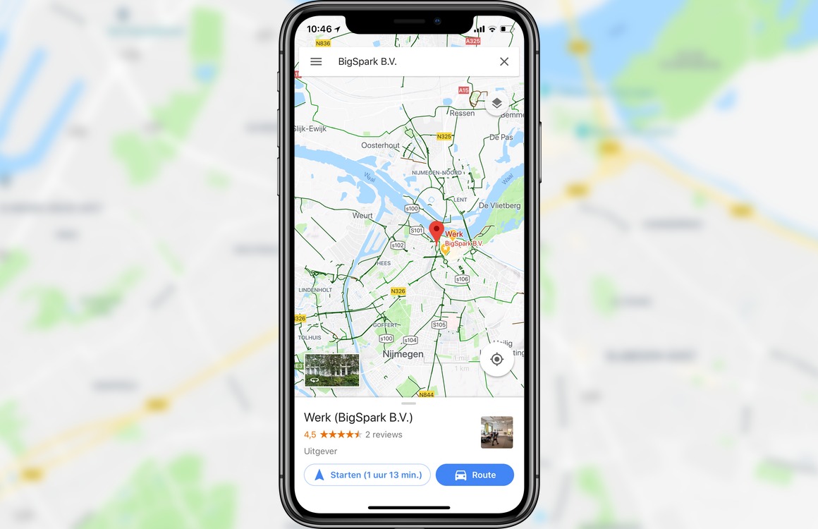 Google Maps gebruikt nu volledig scherm op iPhone X