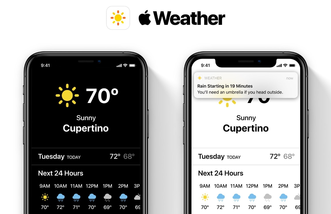 Apple neemt weer-app Dark Sky over: zo kan de Weer-app eruit gaan zien