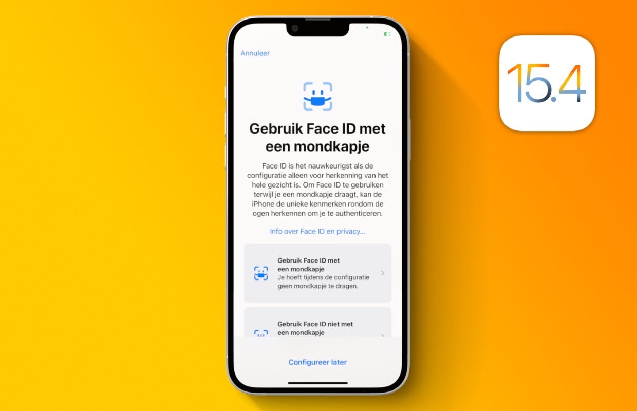 Nieuw in iOS 15.4: Face ID met mondkapje (zo stel je het in op je iPhone)