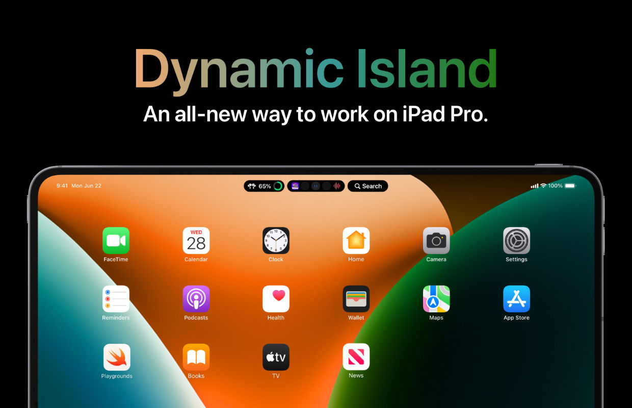 Concept: zo zou het Dynamic Island eruit kunnen zien op de iPad Pro