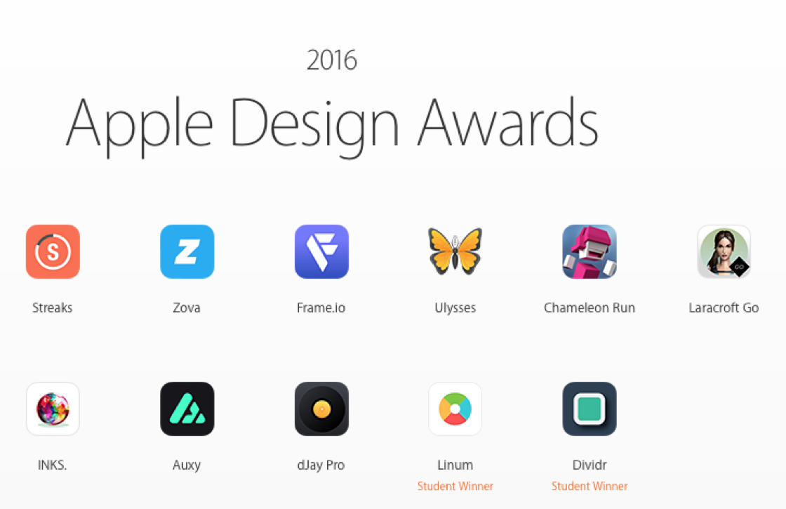 Apple Design Awards 2016: deze 12 apps vielen in de prijzen